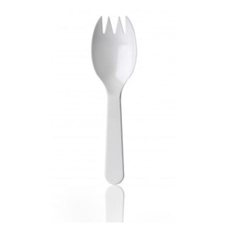 Garfo de Plástico SPORK PS Branco 98mm (1.000 Uds)