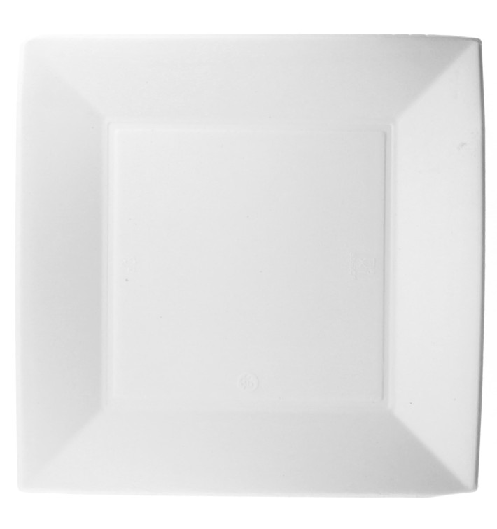 Prato Quadrado Cana-de-açúcar Branco Nice 23x23cm (50 Uds) Prato Quadrado Cana-de-açúcar Branco Nice 23x23cm (50 Uds)