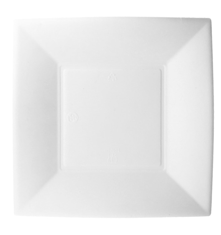 Prato Quadrado Cana-de-açúcar Branco Nice 18x18cm (500 Uds) Prato Quadrado Cana-de-açúcar Branco Nice 18x18cm (500 Uds)
