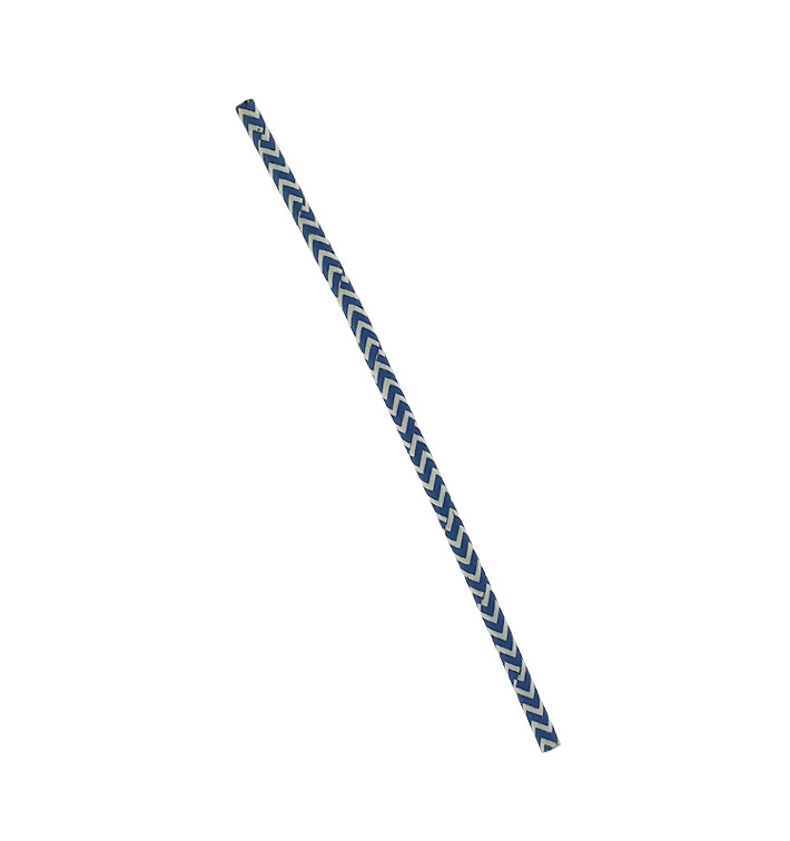 Palhinha Direita Papel Azul Branco Ø6mm 20cm (100 Uds) Palhinha Direita Papel Azul Branco Ø6mm 20cm (100 Uds)