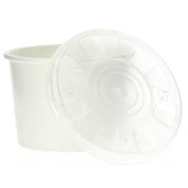 Taça de Cartão Branco com Tampa PP 250ml (50 Uds)