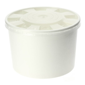 Taça de Cartão Branco com Tampa PP 250ml (50 Uds)