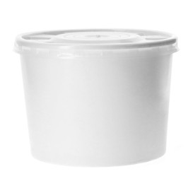 Taça de Cartão Branco com Tampa PP 350ml (50 Uds)