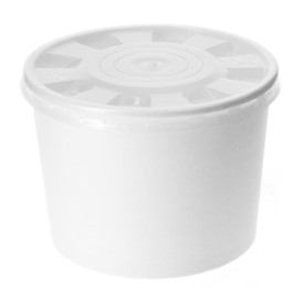 Taça de Cartão Branco com Tampa PP 350ml (50 Uds)