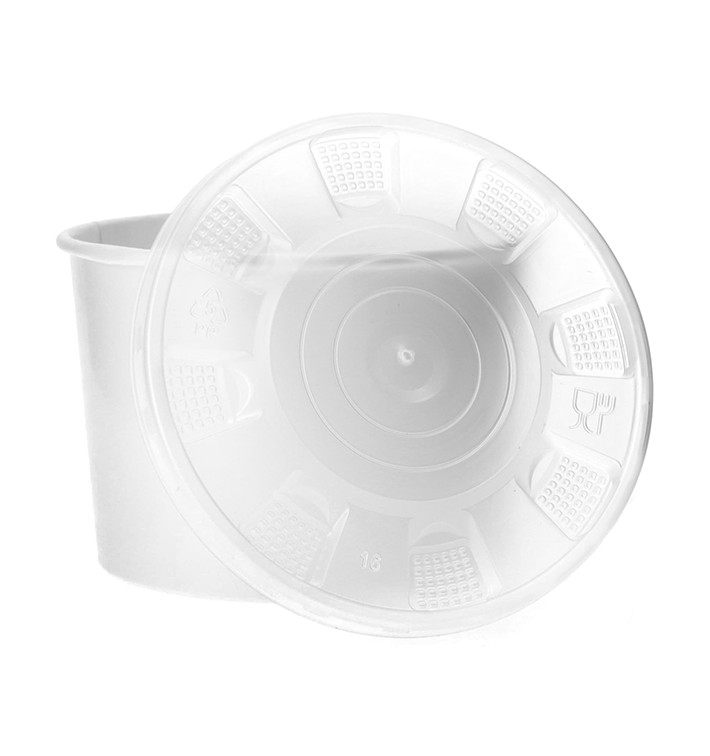 Taça de Cartão Branco com Tampa PP 488ml (25 Uds) Taça de Cartão Branco com Tampa PP 488ml (25 Uds)