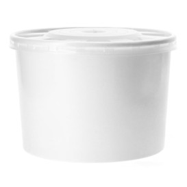 Taça de Cartão Branco com Tampa PP 488ml (250 Uds)