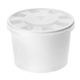 Taça de Cartão Branco com Tampa PP 488ml (250 Uds)