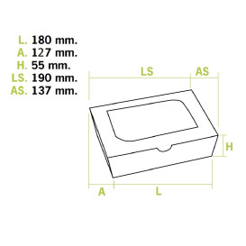 Caixa de Cartão Kraft com Janela 18x12,7x5,5cm 1000ml (175 Uds)
