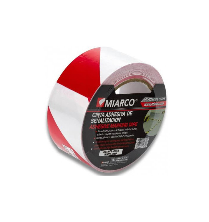 Fita Adesiva Sinalização 5cmX33m Branco/Vermelho (1 Ud) Fita Adesiva Sinalização 5cmX33m Branco/Vermelho (1 Ud)