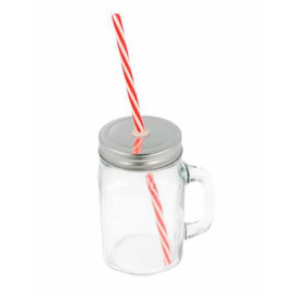 Caneja de Cristal com Tampa e Palinha 450 ml (1 Ud)
