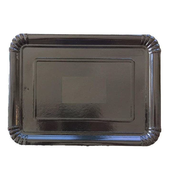 Bandeja de Cartão Rectangular Preta 14x21 cm (100 Uds)