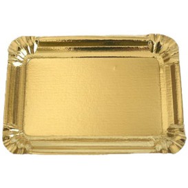 Bandeja de Cartão Rectangular Ouro 12x19 cm (100 Uds)