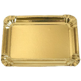Bandeja de Cartão Rectangular Ouro 14x21 cm (100 Uds)