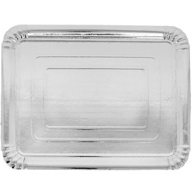 Bandeja de Cartão Rectangular Prata 10x16 cm (100 Uds)