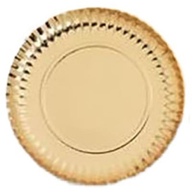 Prato de Cartão Redondo Ouro 100 mm (100 Uds)