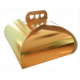 Caixa Pastelaria Cartão Laço Ouro 305x305x140mm (50 Uds)