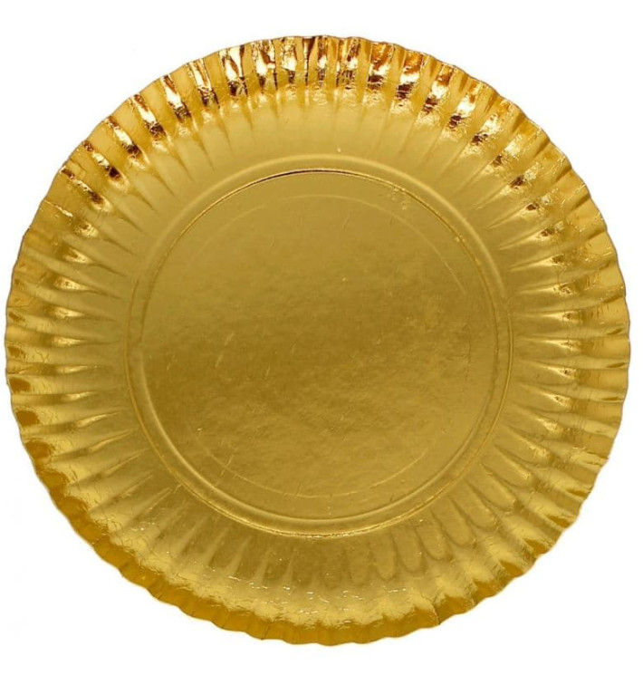 Prato de Cartão Redondo Ouro 100 mm (100 Uds) Prato de Cartão Redondo Ouro 100 mm (100 Uds)