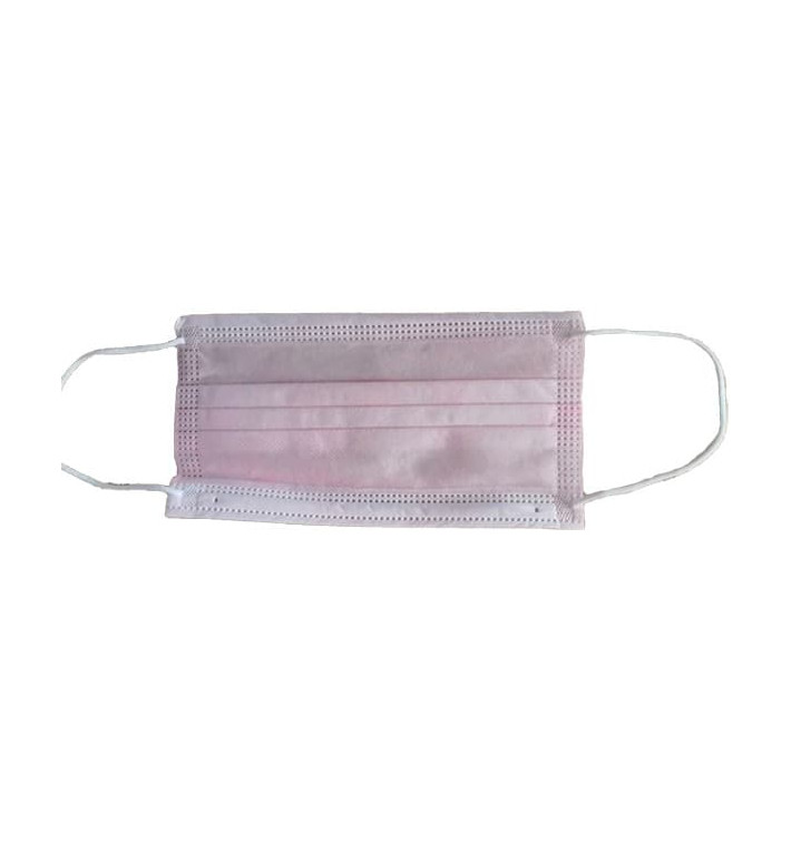 Máscara Retangular Rosa de Tripla Dobras com Elástico (50 Uds) Máscara Retangular Rosa de Tripla Dobras com Elástico (50 Uds)