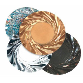 Prato de Cartão Redondo Prata Acuario 350 mm (25 Uds)