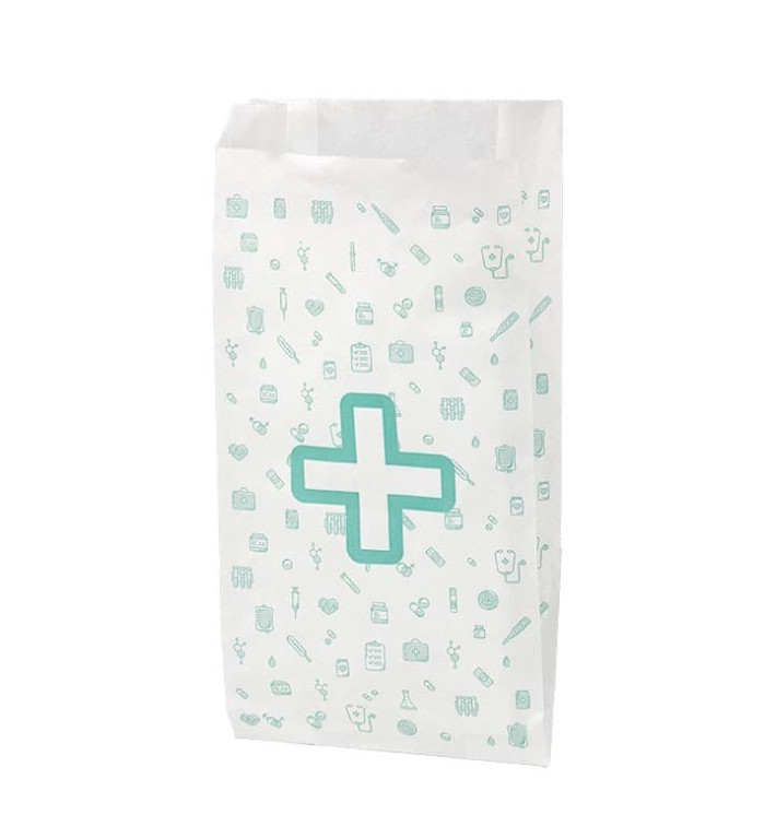 Saco de Papel Branco Farmácia 14+7x27 cm (125 Uds) Saco de Papel Branco Farmácia 14+7x27 cm (125 Uds)