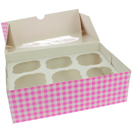 Caixa 6 Cupcakes Rosa 24,3x16,5x7,5cm (20 Unidades)