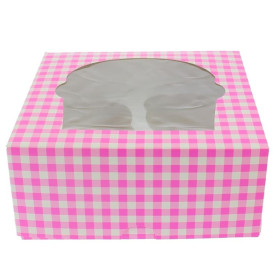Caixa 4 Cupcakes Rosa 17,3x16,5x7,5cm (140 Unidades)