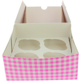 Caixa 4 Cupcakes Rosa 17,3x16,5x7,5cm (140 Unidades)