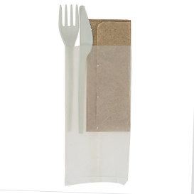 Conjunto Garfo, Faca e Guardanapos CPLA (250 Uds)