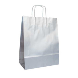 Bolsa de Papel Blanca con ASAS KRAFT 80g 27x26x14cm (50 Uds)