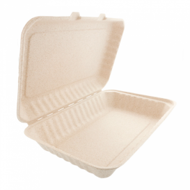 Embalagem Cana-de-açúcar Natural 335x230x75mm (50 Uds)