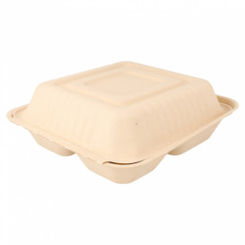 Embalagem Cana-de-açúcar Natural 3C 20x20x7,5cm (50 Uds)