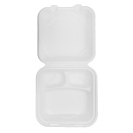 Embalagem Cana-de-açúcar Branco 3C 20x20x7,5cm (50 Uds)