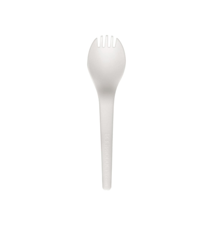 Colher Garfo Compostáveis CPLA Branco 15,0 cm (50 Uds) Colher Garfo Compostáveis CPLA Branco 15,0 cm (50 Uds)