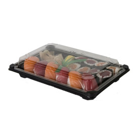 Embalagem com Tampa Sushi PLA Preto 15,0x23,0 cm (100 Uds)