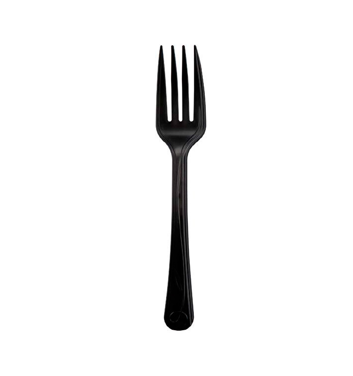 Garfo Compostáveis CPLA Premium Preto 17,5 cm (500 Uds) Garfo Compostáveis CPLA Premium Preto 17,5 cm (500 Uds)