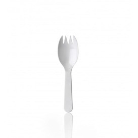 Garfo de Plástico SPORK PS Branco 98mm (100 Uds)