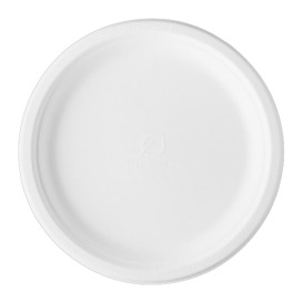 Prato Cana-de-açúcar Bagaço Branco Ø25,3 cm (50 Uds)