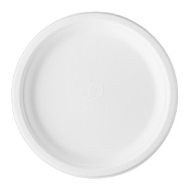 Prato Cana-de-açúcar Bagaço Branco Ø25,3 cm (50 Uds)