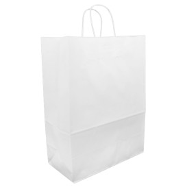 Saco Papel Kraft Branco Asas 90g 32+16x43cm (50 Uds)