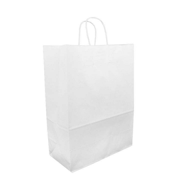 Saco Papel Kraft Branco Asas 90g 32+16x43cm (50 Uds) Saco Papel Kraft Branco Asas 90g 32+16x43cm (50 Uds)