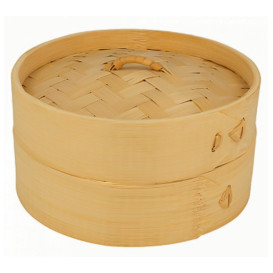 Panela Cozimento a Vapor Bambu com Tampa Ø15x8cm (100 Uds)