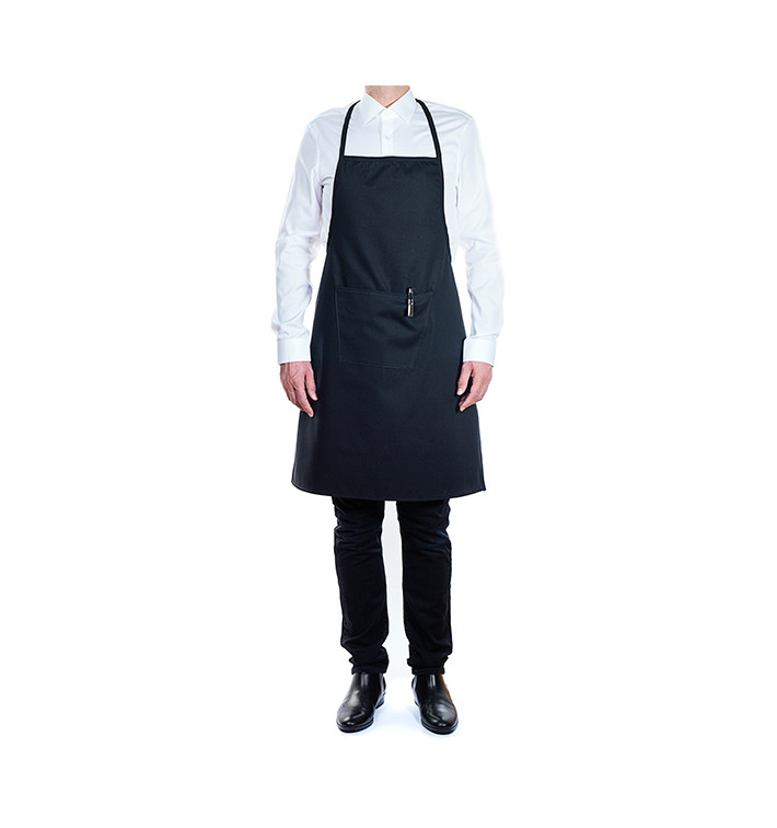 Avental Peito e Bolso Preto 75x90cm (1 Ud) Avental Peito e Bolso Preto 75x90cm (1 Ud)