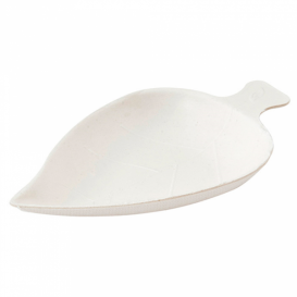 Prato Cana-de-açúcar Degustação Folha Branco 8x5,5cm (500 Uds)
