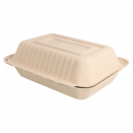 Embalagem Cana-de-açúcar Natural 225x165x64mm (50 Uds)