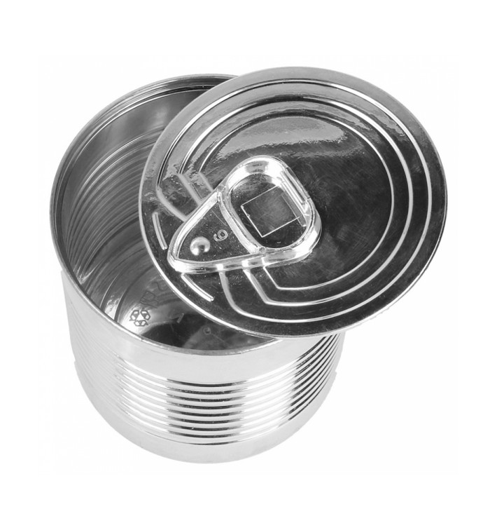 Lata de conserva Plastico Prata 220ml Ø7,4x7,3cm (100 Uds) Lata de conserva Plastico Prata 220ml Ø7,4x7,3cm (100 Uds)