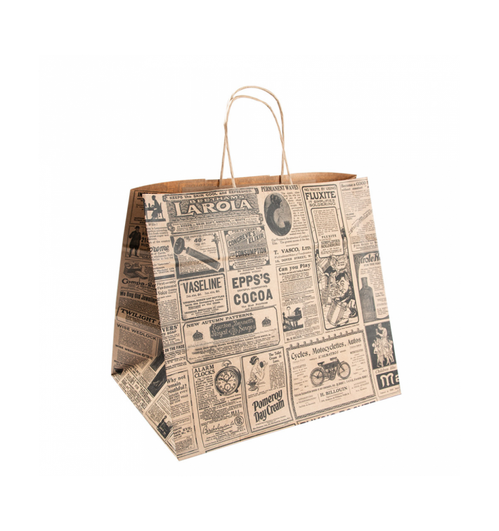 Saco Papel Kraft Times Asas 80g 26+14x32cm (50 Uds) Saco Papel Kraft Times Asas 80g 26+14x32cm (50 Uds)