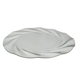 Prato de Cartão Redondo Prata Acuario 350 mm (100 Uds)