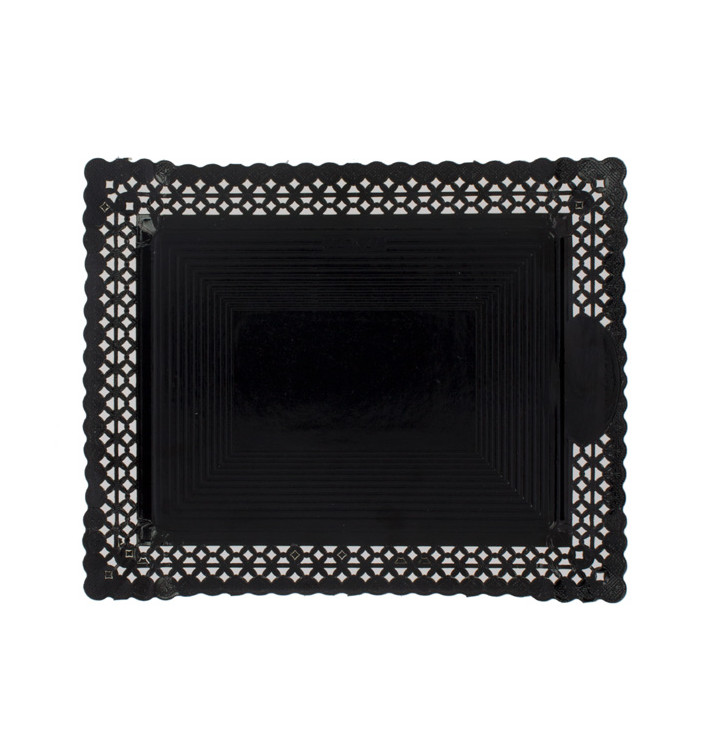 Bandeja de Cartão Renda Preto 31x39 cm (50 Uds) Bandeja de Cartão Renda Preto 31x39 cm (50 Uds)