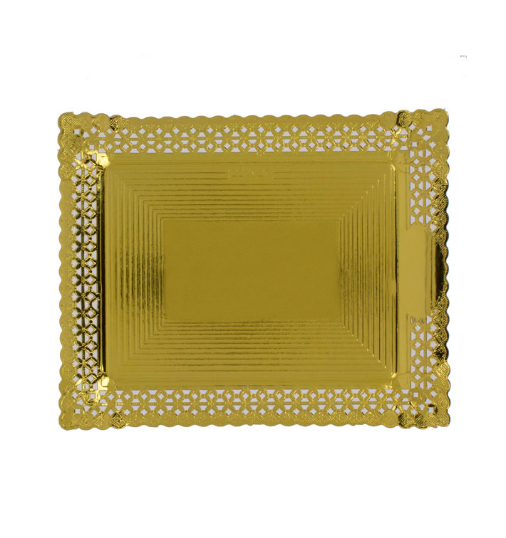 Bandeja de Cartão Renda Ouro 22x27 cm (50 Uds) Bandeja de Cartão Renda Ouro 22x27 cm (50 Uds)