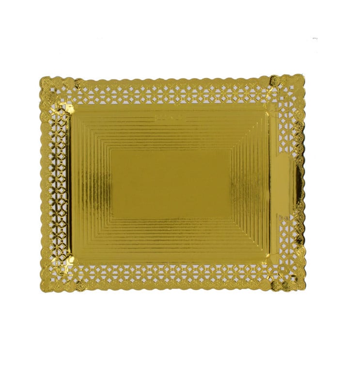 Bandeja de Cartão Renda Ouro 18x25 cm (100 Uds) Bandeja de Cartão Renda Ouro 18x25 cm (100 Uds)